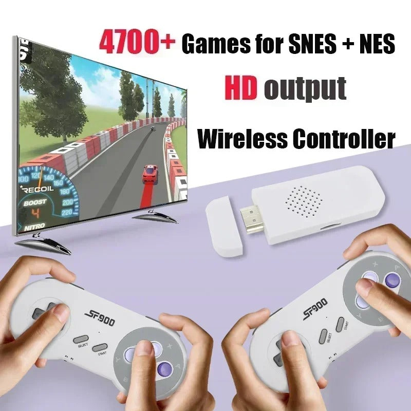 SF900 Classic Game Console – SNES/NES Compatible, 5000+ Retro Games, Wireless Joypad