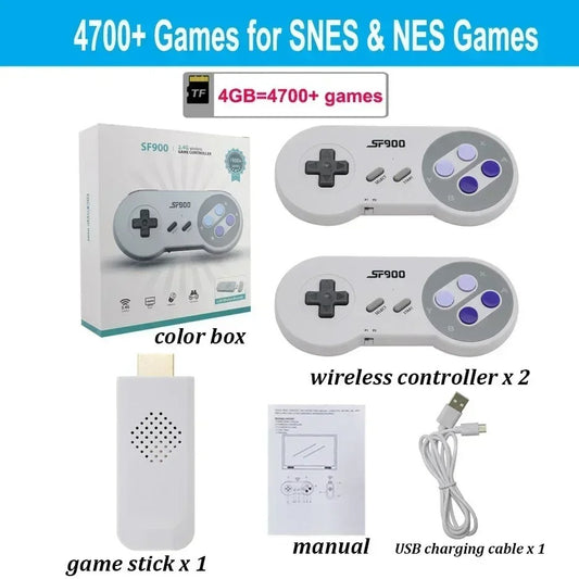SF900 Classic Game Console – SNES/NES Compatible, 5000+ Retro Games, Wireless Joypad